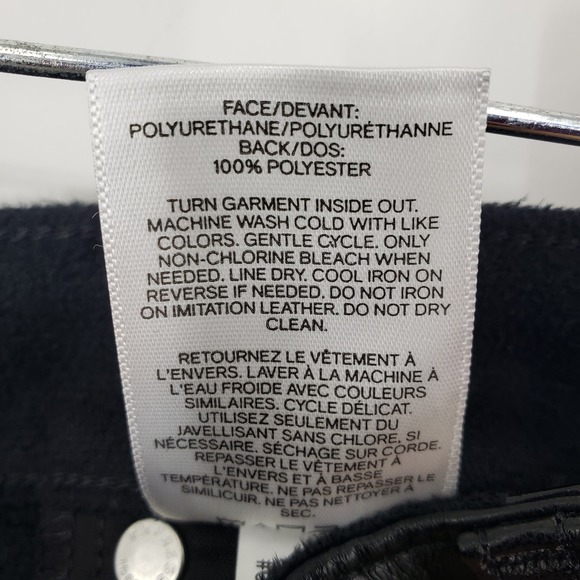 Express Vegan Leather Pants 12L LONG Faux Super High Rise Cropped Straight Black - Picture 10 of 12